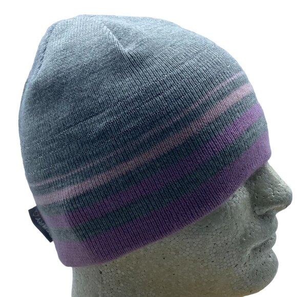 Gerry Outdoors Women Gray Purple Ombre Stripe Knit Beanie Cap One Size - Picture 1 of 4